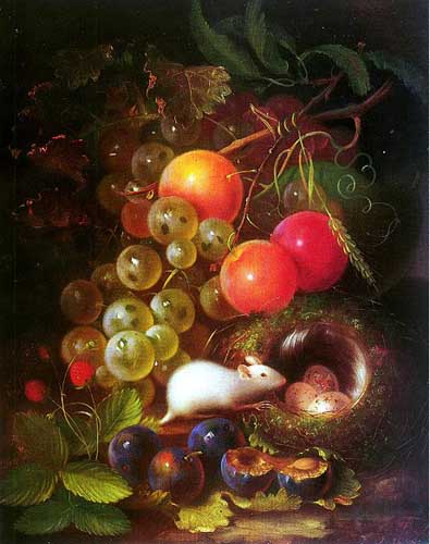 Painting Code#3245-Fruit Still Life and a White Mouse