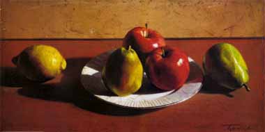 Painting Code#3251-White Plate and Fruits