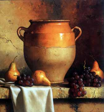 Painting Code#3263-Confit Jar with Pears and Grapes