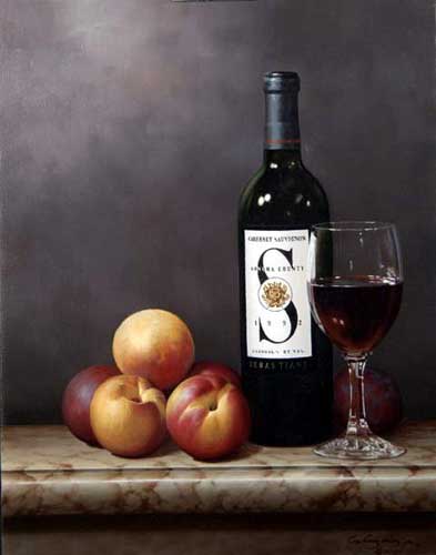 Painting Code#3282-Still Life with Wine and Fruits