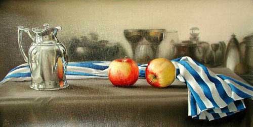 Painting Code#3293-Still Life with Silver Pot and Apples