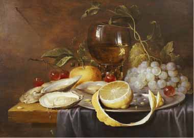 Painting Code#3295-Joris Van Son - A Roemer, a Peeled Half Lemon on a Pewter Plate