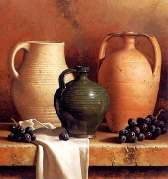 Painting Code#3296-Earthenware with Grapes
