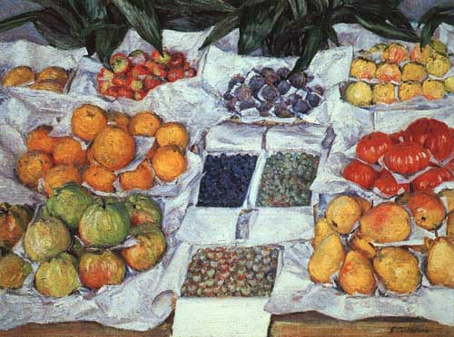 Painting Code#3318-Caillebotte, Gustave: Fruit Displayed on a Stand