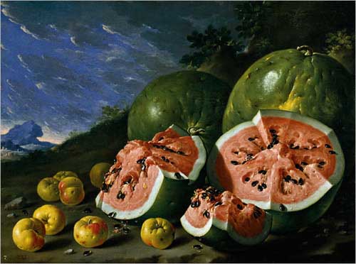 Painting Code#3319-Melendez, Louis(Spain) - Still Life with Watermelons and Apples