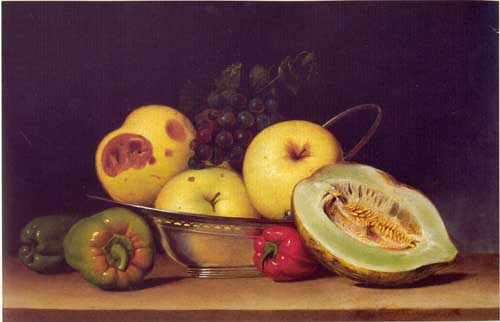 Painting Code#3320-Still Life with Fruits in Silver Bowl