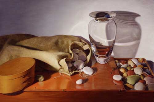 Painting Code#3436-Mann, Linda(USA): Still Life with Glass Vase and Stones