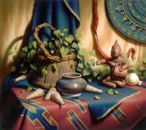 Painting Code#3450-Michael Chelich: Aztec Still Life