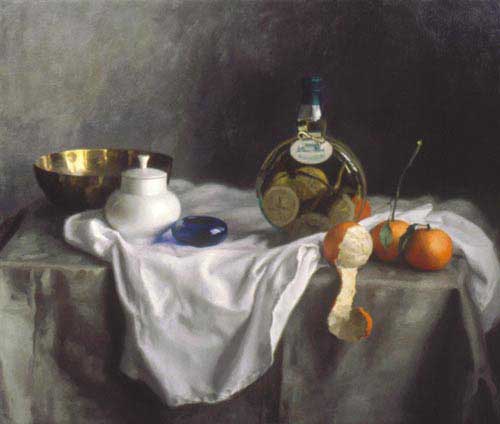 Painting Code#3470-Steven J. Levin: Still Life With Tangerines
