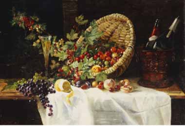 Painting Code#3482-Gertrud Trefftz - Cherries and Gooseberries in a Basket