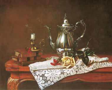 Painting Code#3500-William Galvez - Still Life with Yellow Rose