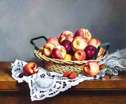 Painting Code#3521-Still Life with Apples in A Basket