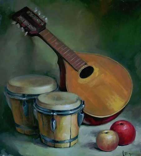 Painting Code#3523-Still Life with Musical Instruments