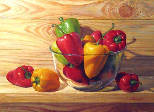 Painting Code#3554-Dmitri Annenkov - Still life with Peppers