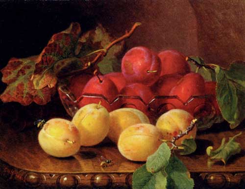 Painting Code#3558-Stannard, Eloise Harriet: Plums On A Table In A Glass Bowl
