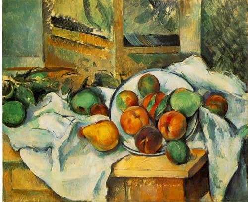 Painting Code#3579-Cezanne, Paul: Table, Napkin, and Fruit 
