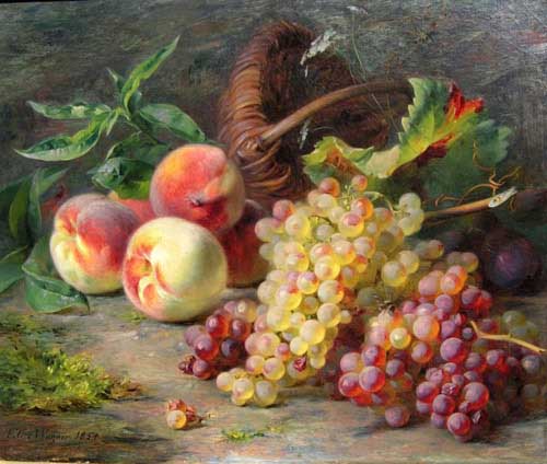 Painting Code#3581-Elise Puyroche Wagner: Peaches and Grapes