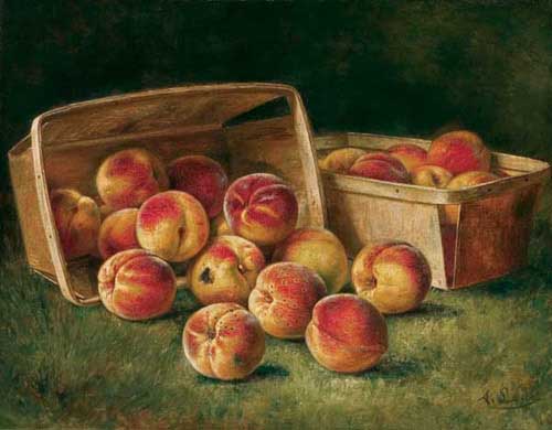 Painting Code#3598-August Laux(USA): Baskets of Peaches