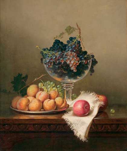 Painting Code#3599-Frederick Stone Batcheller: Still Life with Fruit and Compote