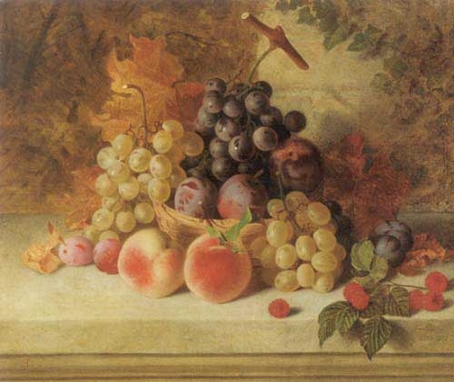 Painting Code#3603-Ladell, Edward: Fuit on a Ledge Still Life