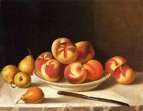 Painting Code#3609-John F. Francis: Still Life with Peaches and Pears