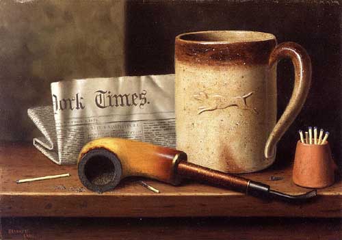 Painting Code#3616-William Michael Harnett - His Mug and His Pipe