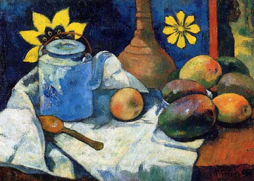 Painting Code#3617-Gauguin, Paul - Still Life with Teapot and Fruit