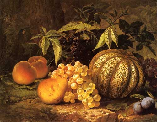 Painting Code#3625-William Mason Brown - Still Life with Cantaloupe