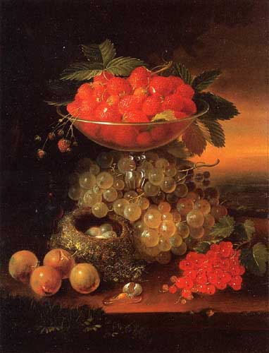 Painting Code#3632-George Forster - Still Life with Fruit ad Nest of Eggs