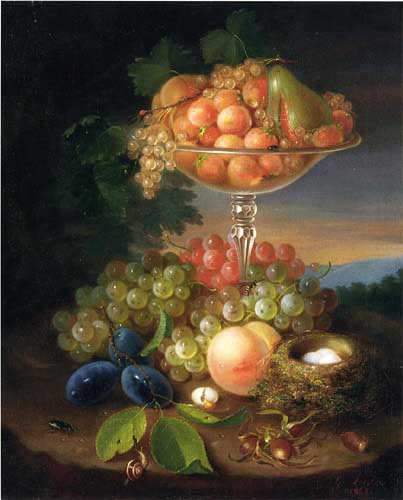 Painting Code#3634-George Forster - Still Life with Fruit, Nest of Eggs and Insects