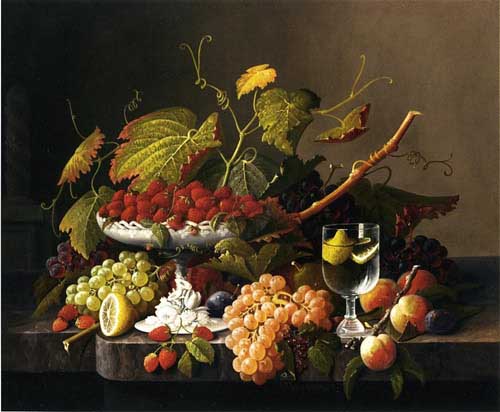 Painting Code#3638-Severin Roesen - An Abundance of Fruit