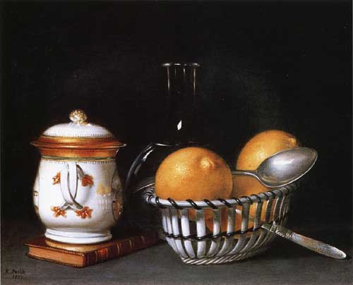 Painting Code#3643-Raphaelle Peale - Lemons and Sugar