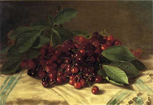 Painting Code#3666-Edward Leavitt - Cherries on a Tabletop