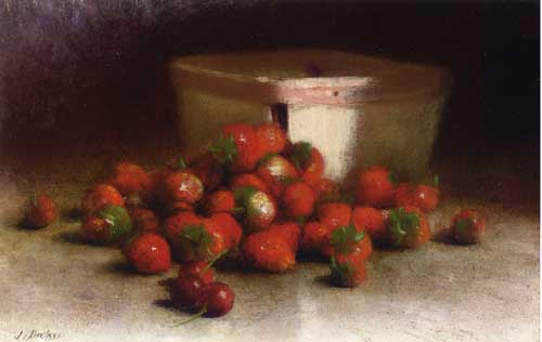 Painting Code#3679-Joseph Decker - Strawberries and Upright Box