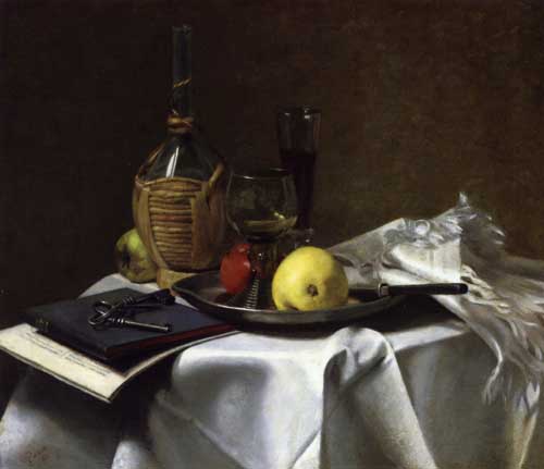 Painting Code#3686-Charles Ethan Porter - Still Life with Pears and Cask