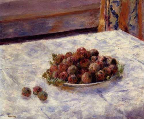 Painting Code#3695-Renoir, Pierre-Auguste - Still Life, a Plate of Plums