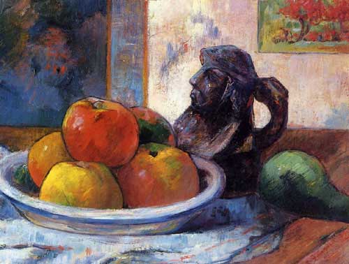 Painting Code#3699-Gauguin, Paul - Still Life with Apples, Pear and Ceramic Portrait Jug