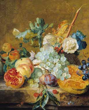 Painting Code#3729-Huysum, Jan Van - Flowers and Fruit