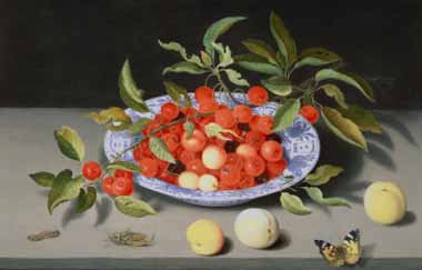 Painting Code#3779-Balthasar Ast - Still Life of Cherries and Peaches