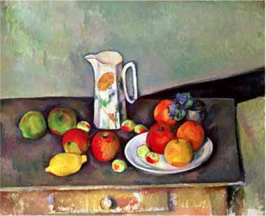 Painting Code#3783-Cezanne, Paul - Still Life with Milkjug and Fruit