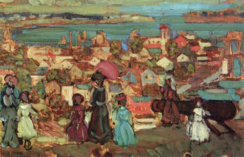 Painting Code#40116-Maurice Prendergast - Village by the Sea
