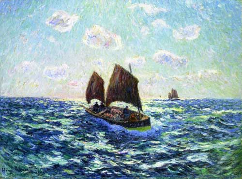Painting Code#40140-Henri Moret: Fishing Boat in Brittany