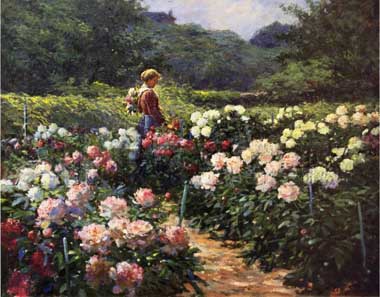 Painting Code#40179-Graves, Abbott Fuller(USA): Woman in the Garden