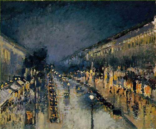 Painting Code#40181-Pissarro, Camille: The Boulevard Montmartre at Night