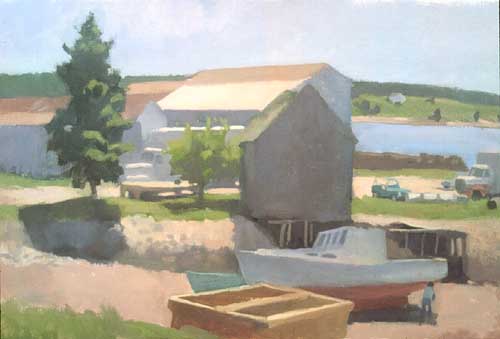 Painting Code#40187-Christopher Bagg: Boatyard, Swan&#039;s Island 