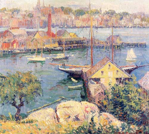 Painting Code#40208-Noyes, George Loftus(USA): The Yellow Shed from Banner Hill