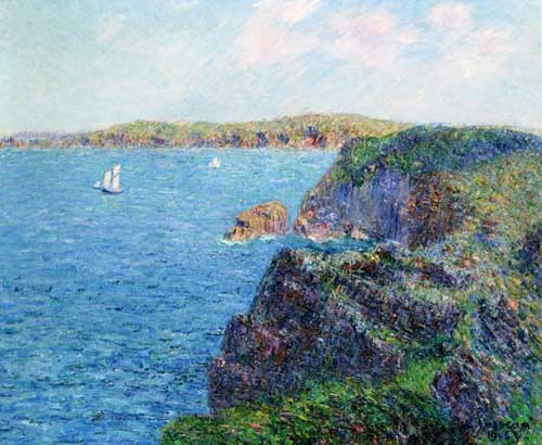 Painting Code#40226-Gustave Loiseau - A Cove at Sevignies, Cap Frehel