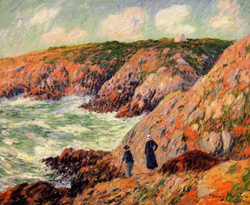 Painting Code#40229-Henri Moret - Cliffs of Moellan, Finistere