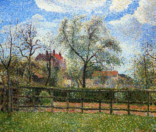 Painting Code#40248-Pissaro, Camille - Pear Tress in Bloom, Eragny, Morning