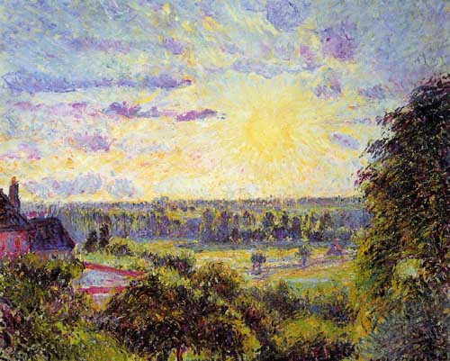 Painting Code#40252-Pissarro, Camille - Sunset at Eragny
